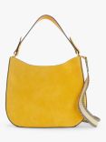 John Lewis Suede Hobo Bag with Webbing Strap, Yellow