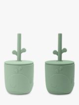 Done by Deer Peekaboo Silicone Straw Cup, Pack of 2, Green