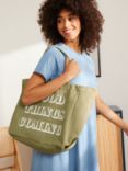 John Lewis ANYDAY Good Things Coming Canvas Tote Bag, Green