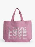 ANYDAY John Lewis & Partners LOVE Canvas Tote Bag, Lilac/White