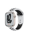 Apple Watch Nike Series 7 GPS, 45mm Starlight Aluminium Case with Pure Platinum/Black Nike Sport Band - Regular
