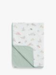 John Lewis Oh My Darling Woodland Print Pure Cotton Muslin Blanket, 120 x 120cm, Green/Multi