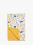 John Lewis & Partners Safari Print Cotton Muslin Blanket, 120 x 120cm, Yellow/Multi
