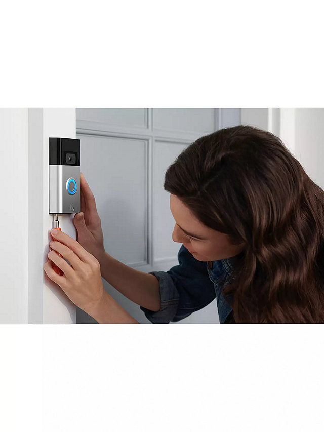 Ring Smart Video Doorbell 1 (2nd Generation) with Built-in Wi-Fi & Camera, Satin Nickel