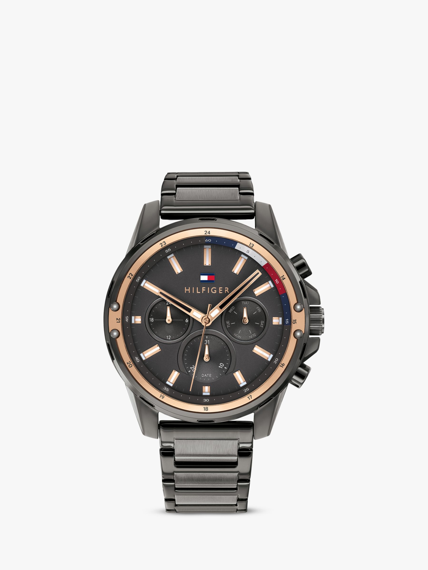 Hilfiger 1791790 Men's Mason Multifunction Bracelet Strap Watch, Grey at Lewis & Partners