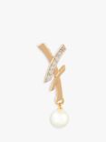 Susan Caplan Vintage Gold Plated Swarovski Crystal & Faux Pearl Drop Brooch, Dated Circa 2000s, Gold