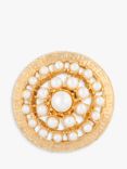 Susan Caplan Vintage Gold Plated Faux Pearl Round Brooch, Gold/White