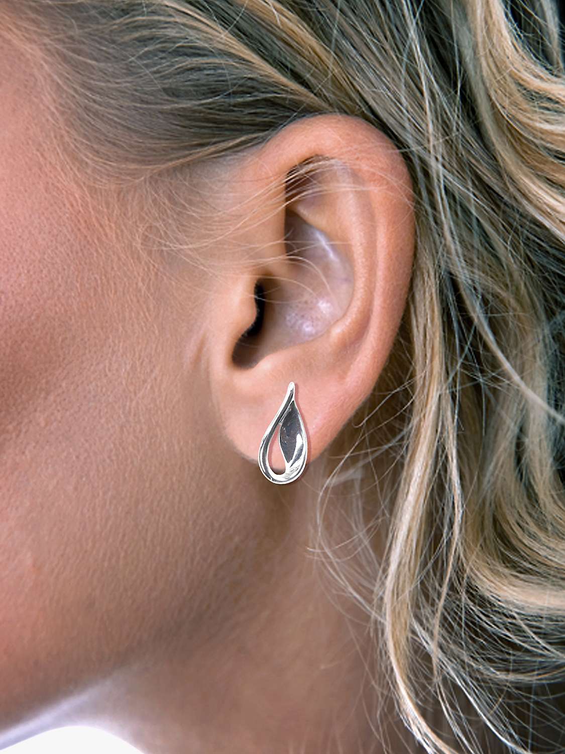 Buy Nina B Small Polished Open Drop Stud Earrings, Silver Online at johnlewis.com