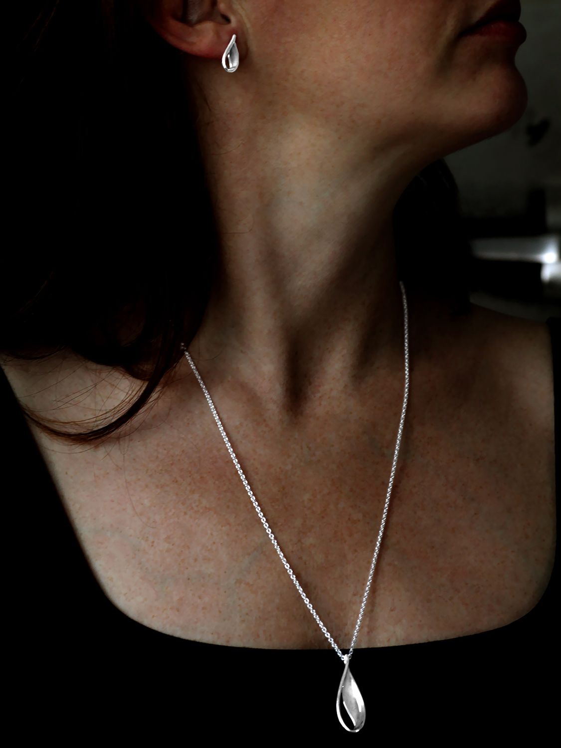 Nina B Lattice Locket Pendant Necklace, Silver at John Lewis & Partners