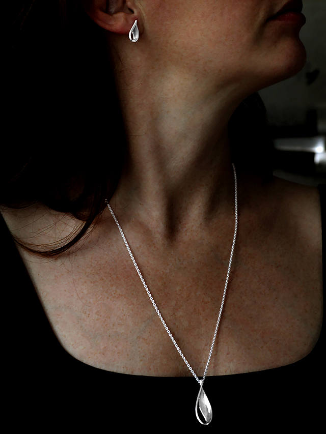 Nina B Polished Open Drop Pendant Necklace, Silver