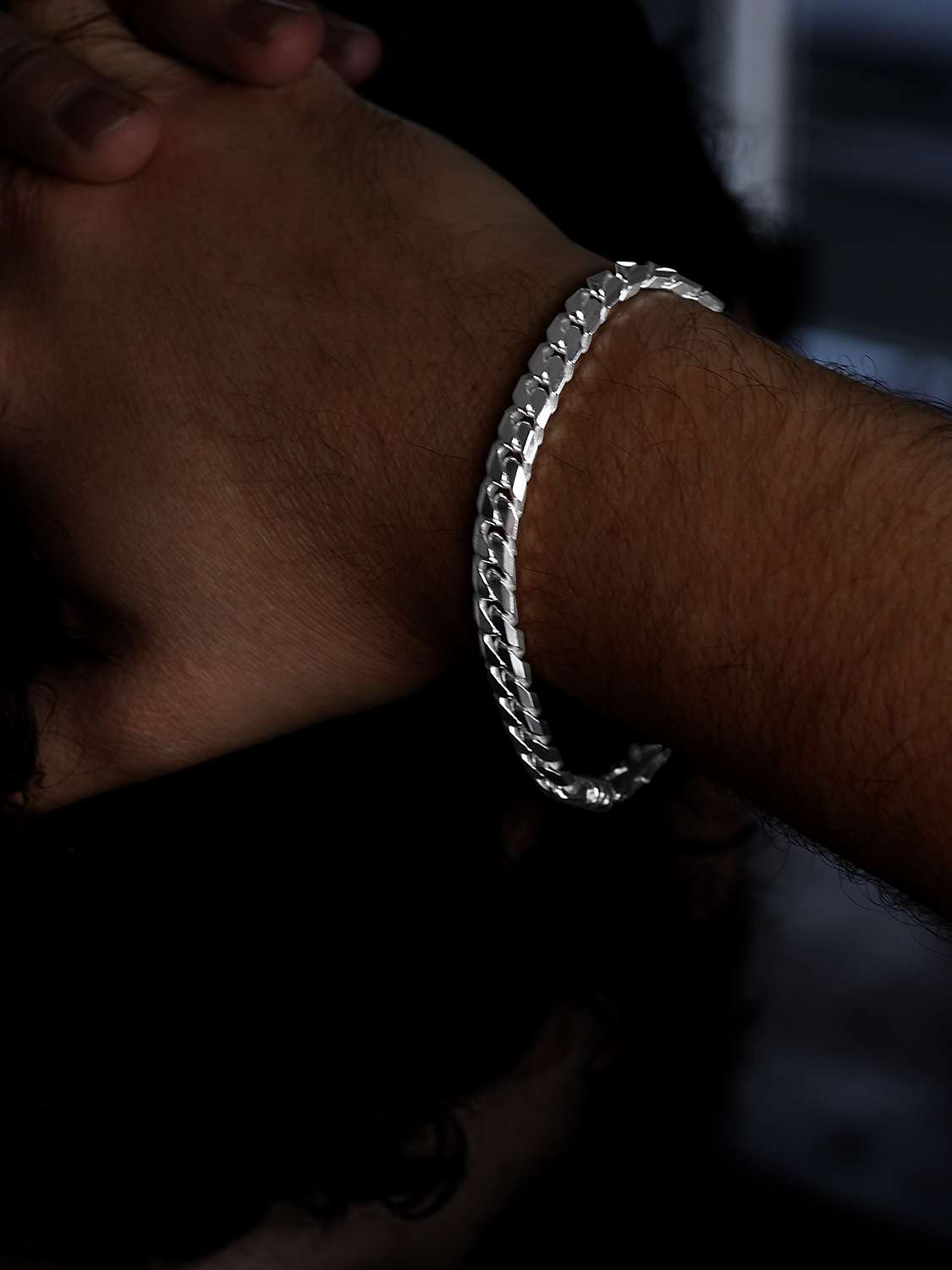 Buy Nina B Men's Sterling Silver Heavy Curb Chain Bracelet, Silver Online at johnlewis.com