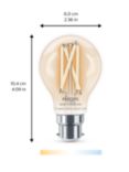 Philips Smart LED 7W B22 Dimmable Warm-to-Cool Classic Bulb with WiZ Connected and Bluetooth, Clear