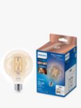 Philips Smart LED 7W G95 E27 Dimmable Warm-to-Cool Globe Bulb with WiZ Connected and Bluetooth, Clear