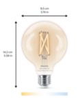 Philips Smart LED 7W G95 E27 Dimmable Warm-to-Cool Globe Bulb with WiZ Connected and Bluetooth, Clear