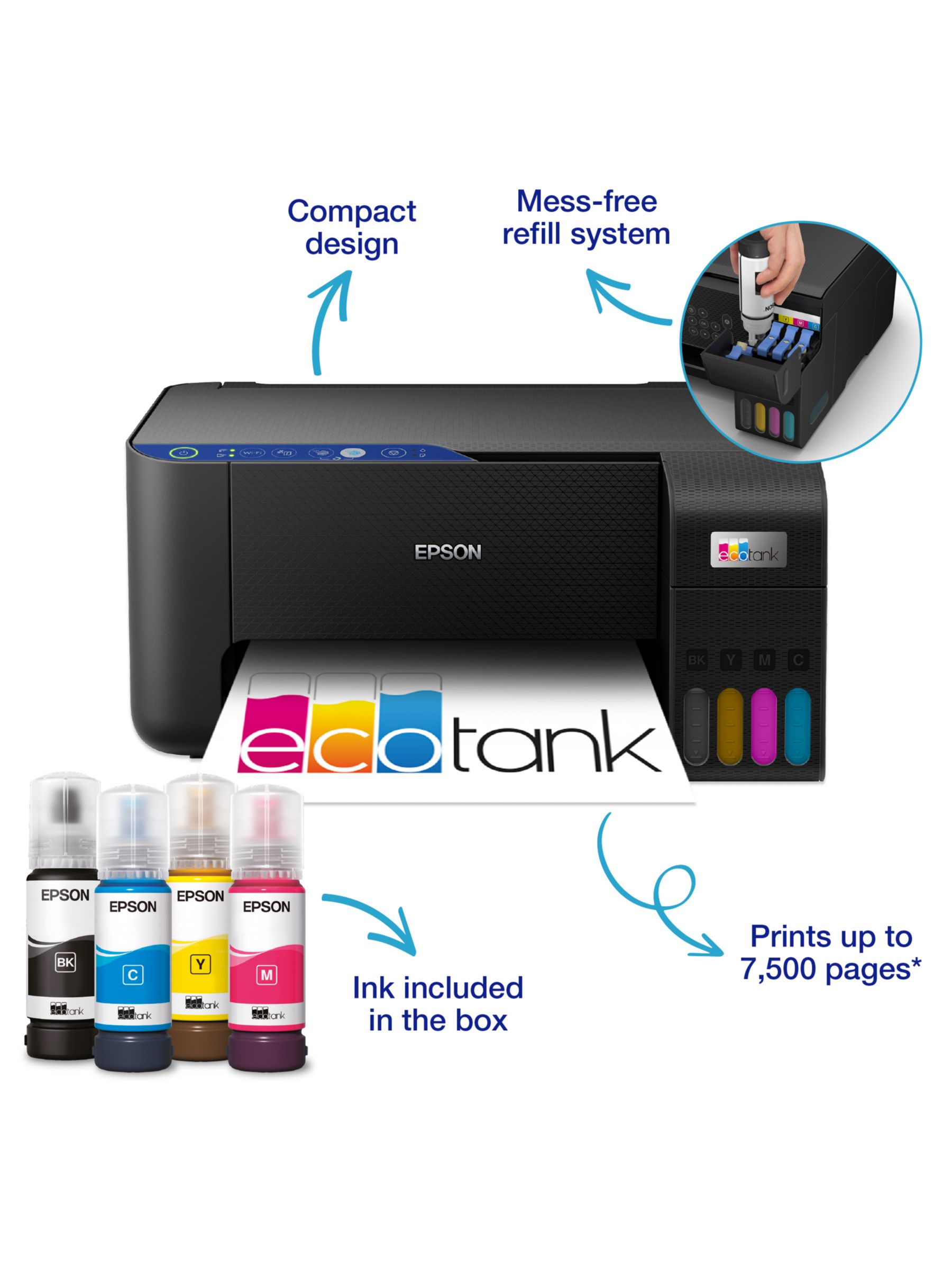 EcoTank ET-2811 Three-In-One Wi-Fi Printer with High Capacity Integrated Ink Tank