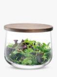 LSA International City Glass Salad Bowl with Walnut Wood Lid, Clear/Natural