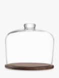 LSA International City Glass Cake / Cheese Dome with Walnut Wood Base, 32cm, Clear/Natural