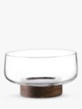LSA International City Glass Bowl with Walnut Wood Base, 30cm, Clear/Natural