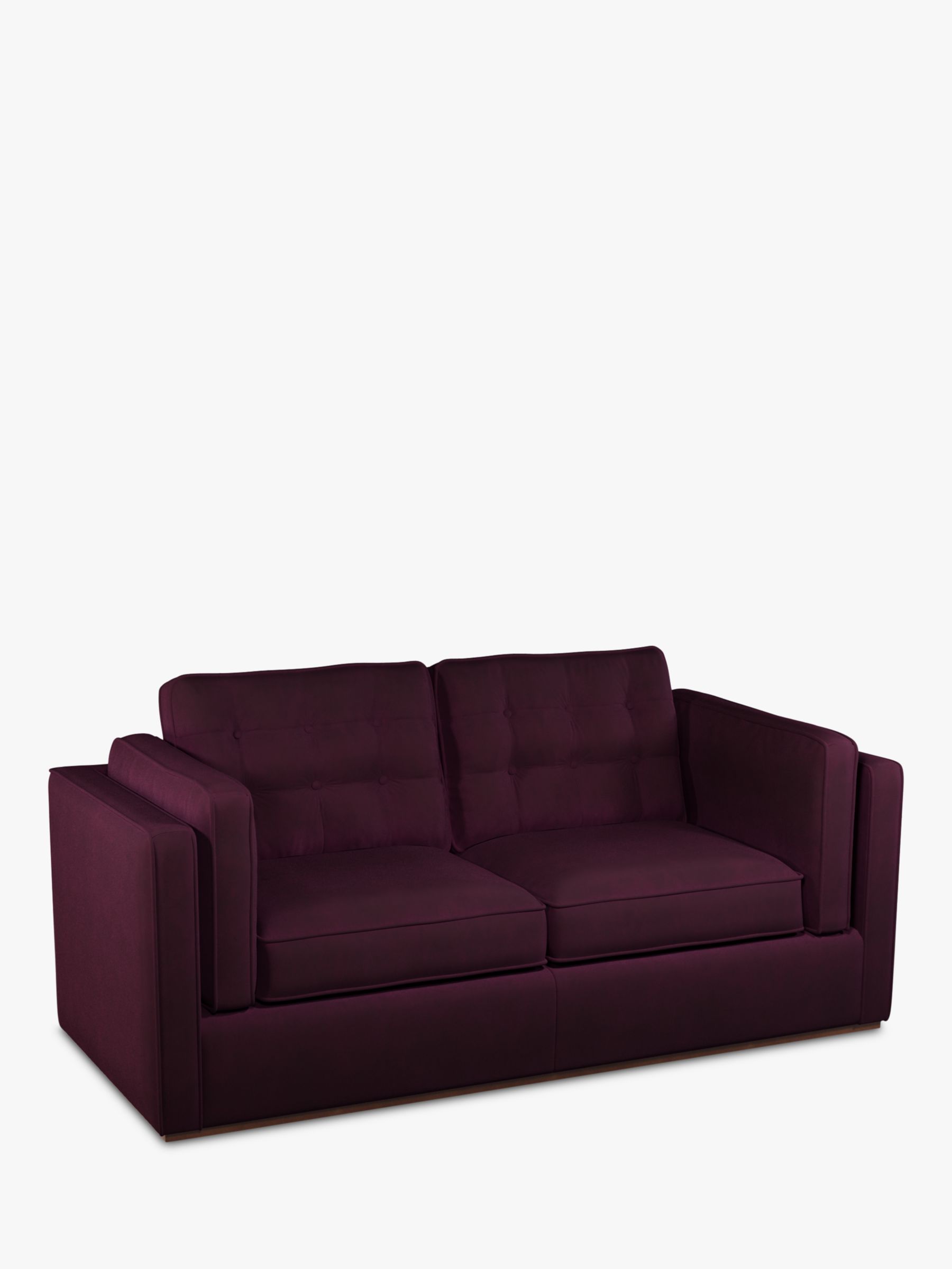 Lyon Range, John Lewis + Swoon Lyon Medium 2 Seater Sofa Bed, Damson Purple Velvet