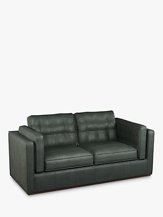 Lyon Range, John Lewis + Swoon Lyon Medium 2 Seater Leather Sofa Bed, Sellvagio Green