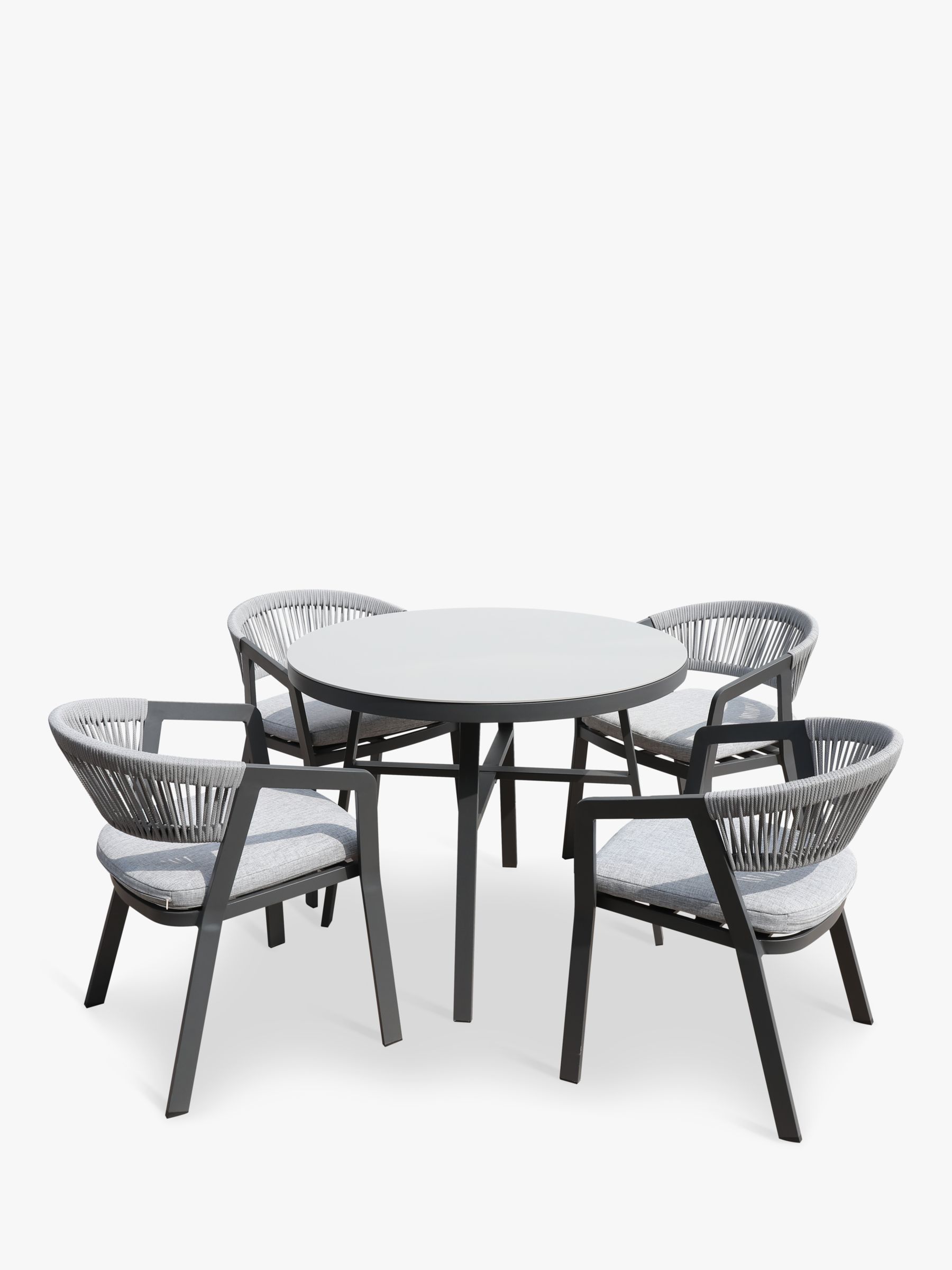 Photo of Menos by kettler cassis 4-seater round garden dining table & chairs set anthracite/grey