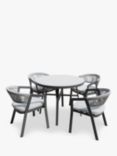 Menos by KETTLER Cassis 4-Seater Round Garden Dining Table & Chairs Set, Anthracite/Grey