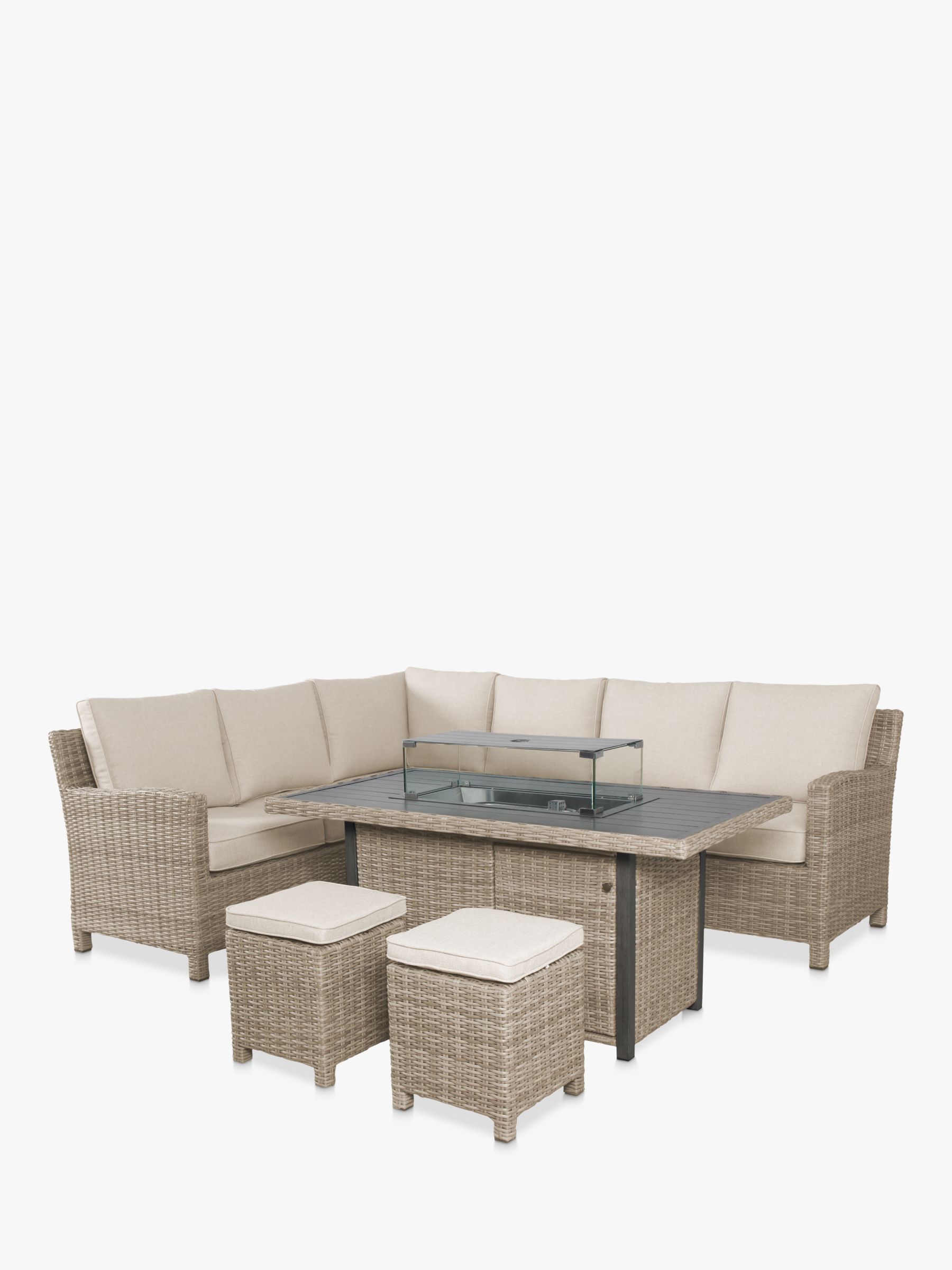 Photo of Kettler palma 8-seat garden corner casual dining table & chairs set with firepit