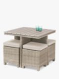 KETTLER Palma Cube 4-Seater Garden Table and Stools Set, Oyster/Stone