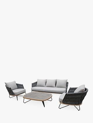 KETTLER Aruba Garden Coffee Table, Sofa & Chairs 4-Seater Lounging Set, Grey
