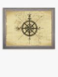 Map & Compass 'Travel II' Framed Print, 36 x 46cm, Brown