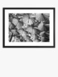 Umbrellas Framed Print & Mount, 65.5 x 85.5, Black/White