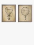 Air Balloons Framed Prints, Set of 2, 41 x 31cm, Brown