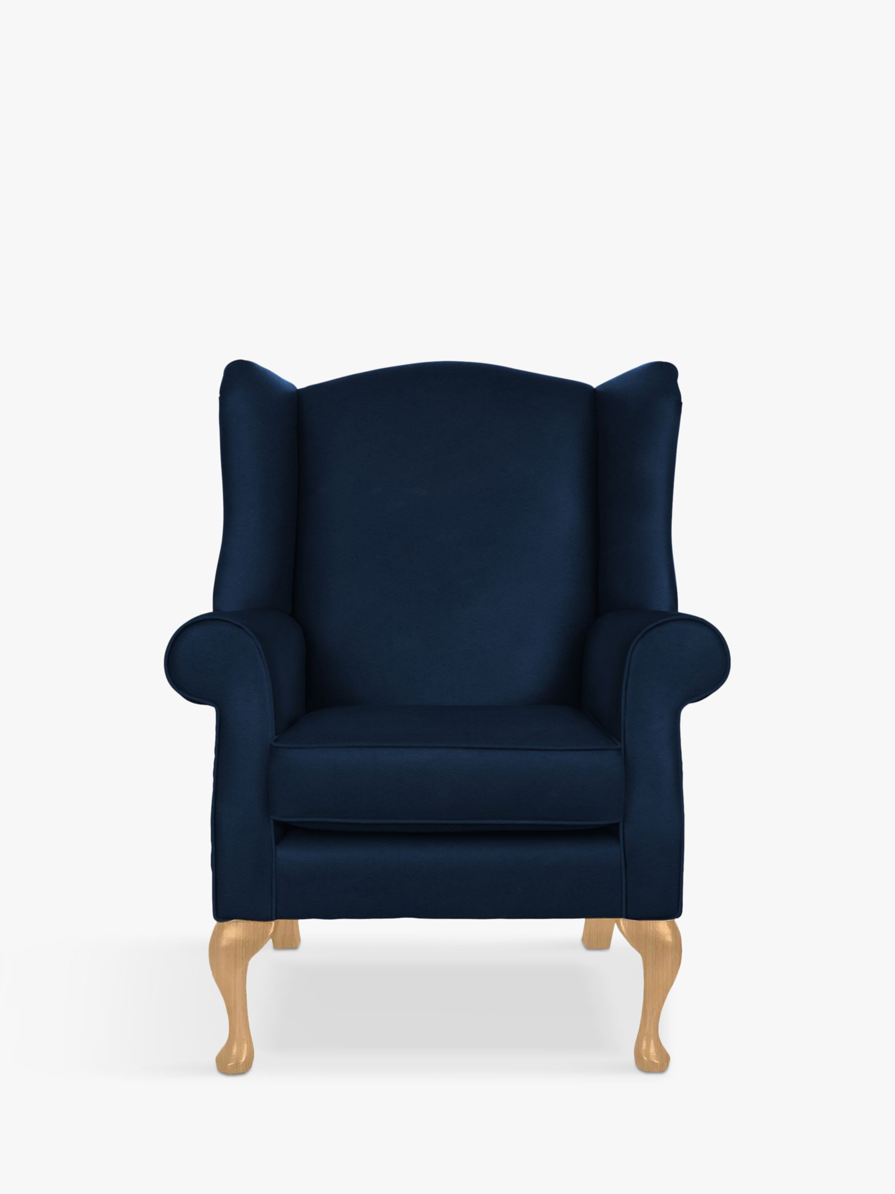 Dark Blue Velvet Wingback Chair with Navy Blue and Gray Hermes