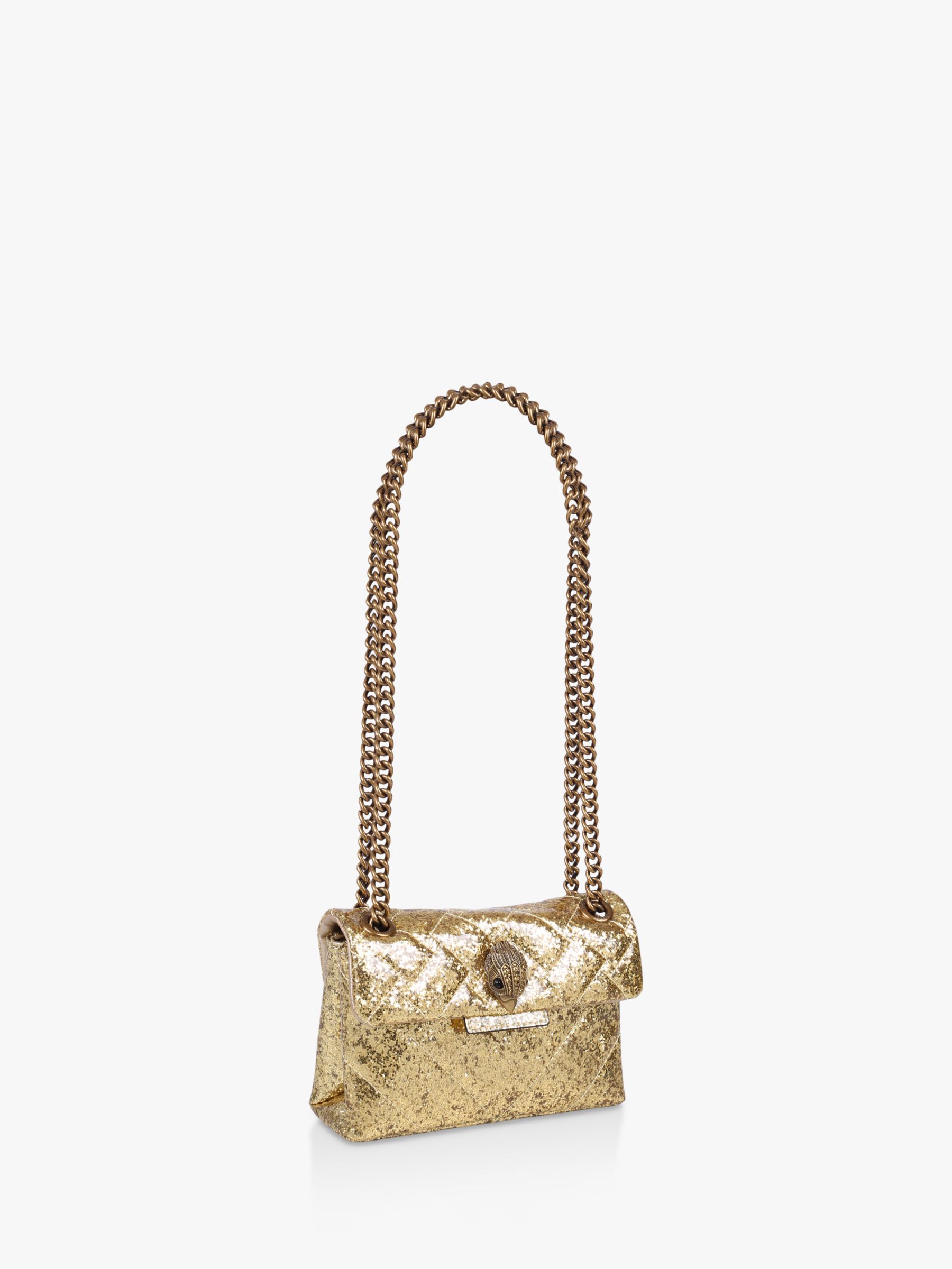 Kurt Geiger London Glitter Mini Evening Bag Gold at John Lewis