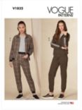 Vogue Misses' Zip-Up Jacket & Pull-On Trousers Sewing Pattern V1832, A
