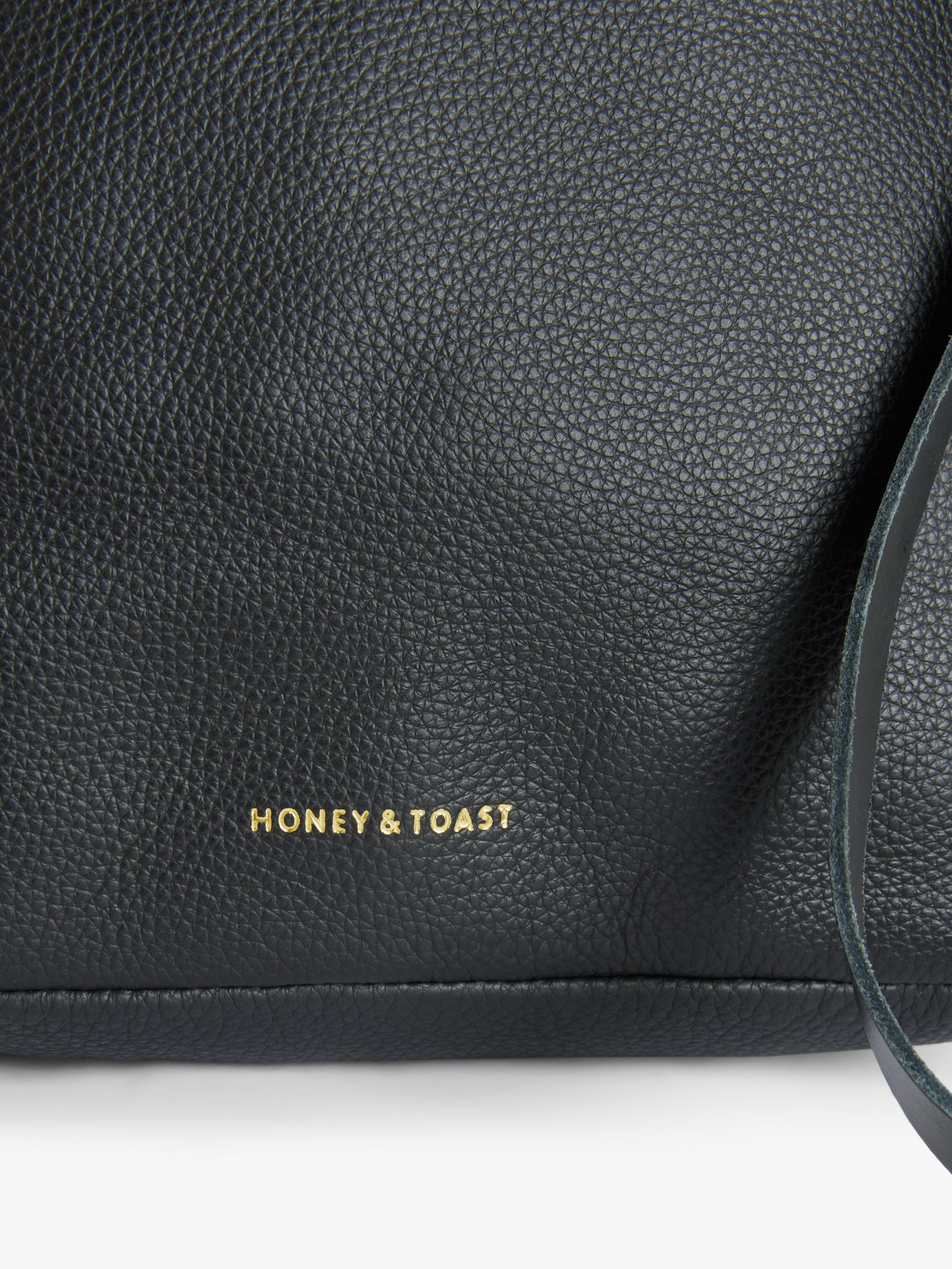 Honey & Toast Libby Leather Hobo Bag, Black at John Lewis & Partners