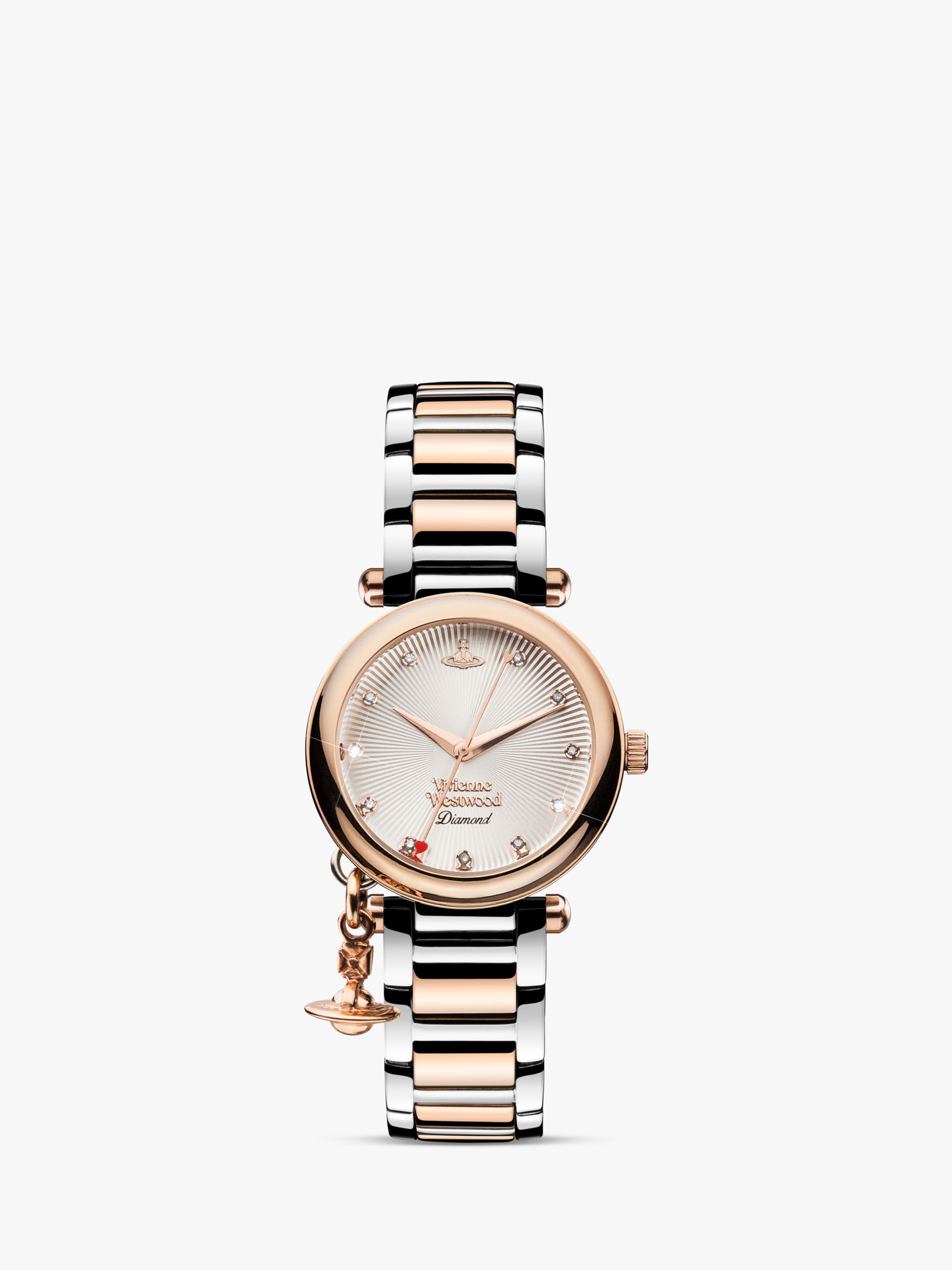 Vivienne Westwood VV006SLRS Women's Orb Diamond Bracelet Strap Watch,  Silver/Rose Gold at John Lewis  Partners