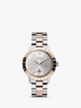 Vivienne Westwood Women's Bloomsbury Date Bracelet Strap Watch, Silver/Rose Gold VV152RSSL