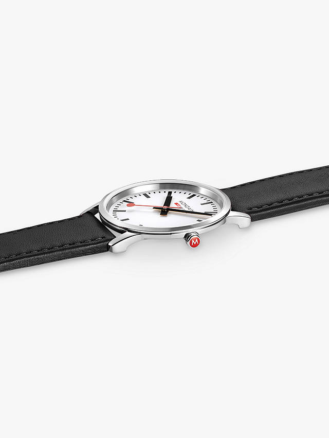 Mondaine Unisex Simply Elegant Leather Strap Watch, Black