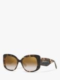 Emporio Armani AR8150 Women's Chunky Square Sunglasses, Yellow Tortoise/Brown Gradient