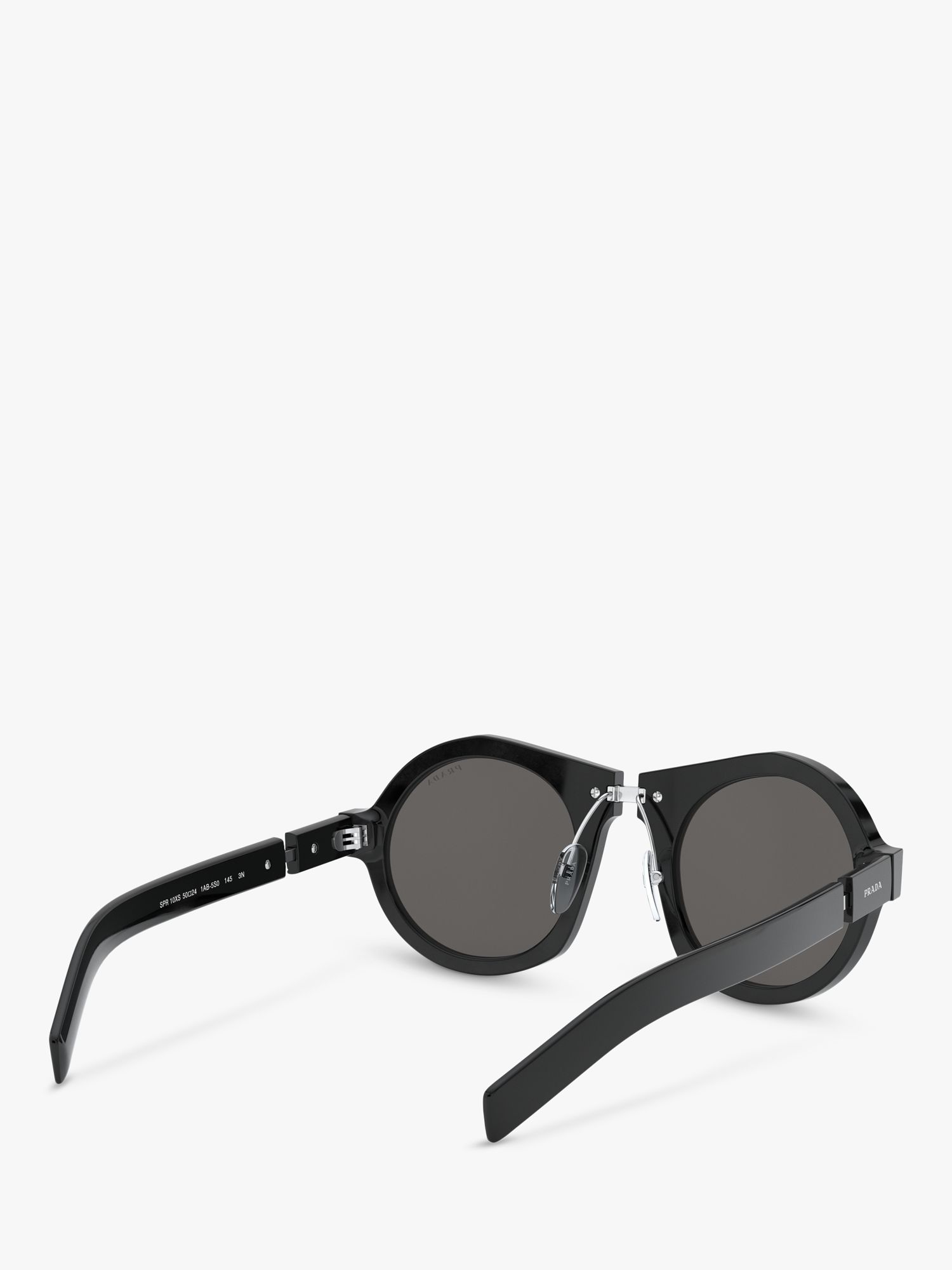 PRADA PR 10XS Women's Round Sunglasses, Black at John Lewis & Partners