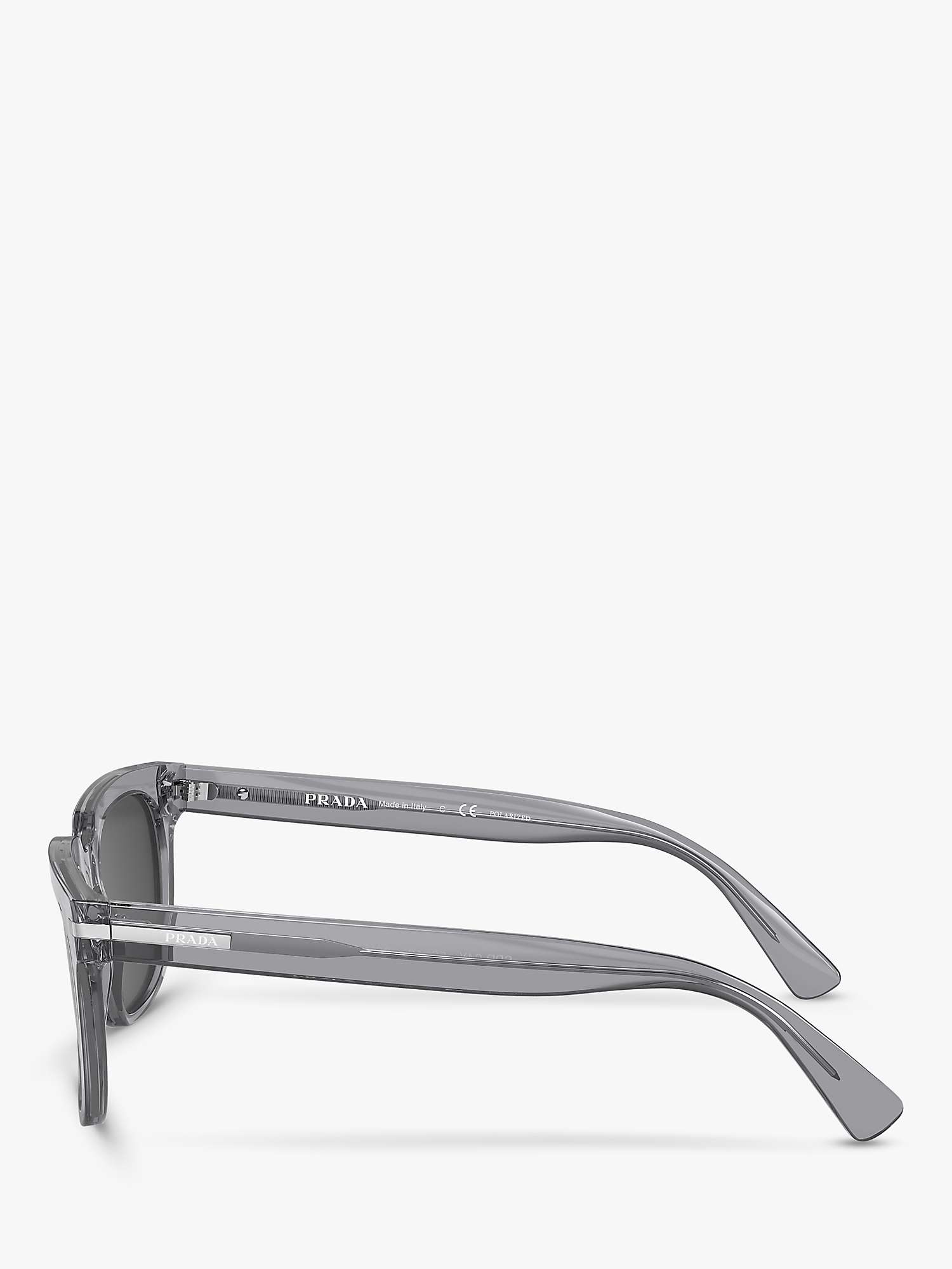 Buy Prada PR 04YS Men's Polarised Pillow Sunglasses, Transparent Grey Online at johnlewis.com