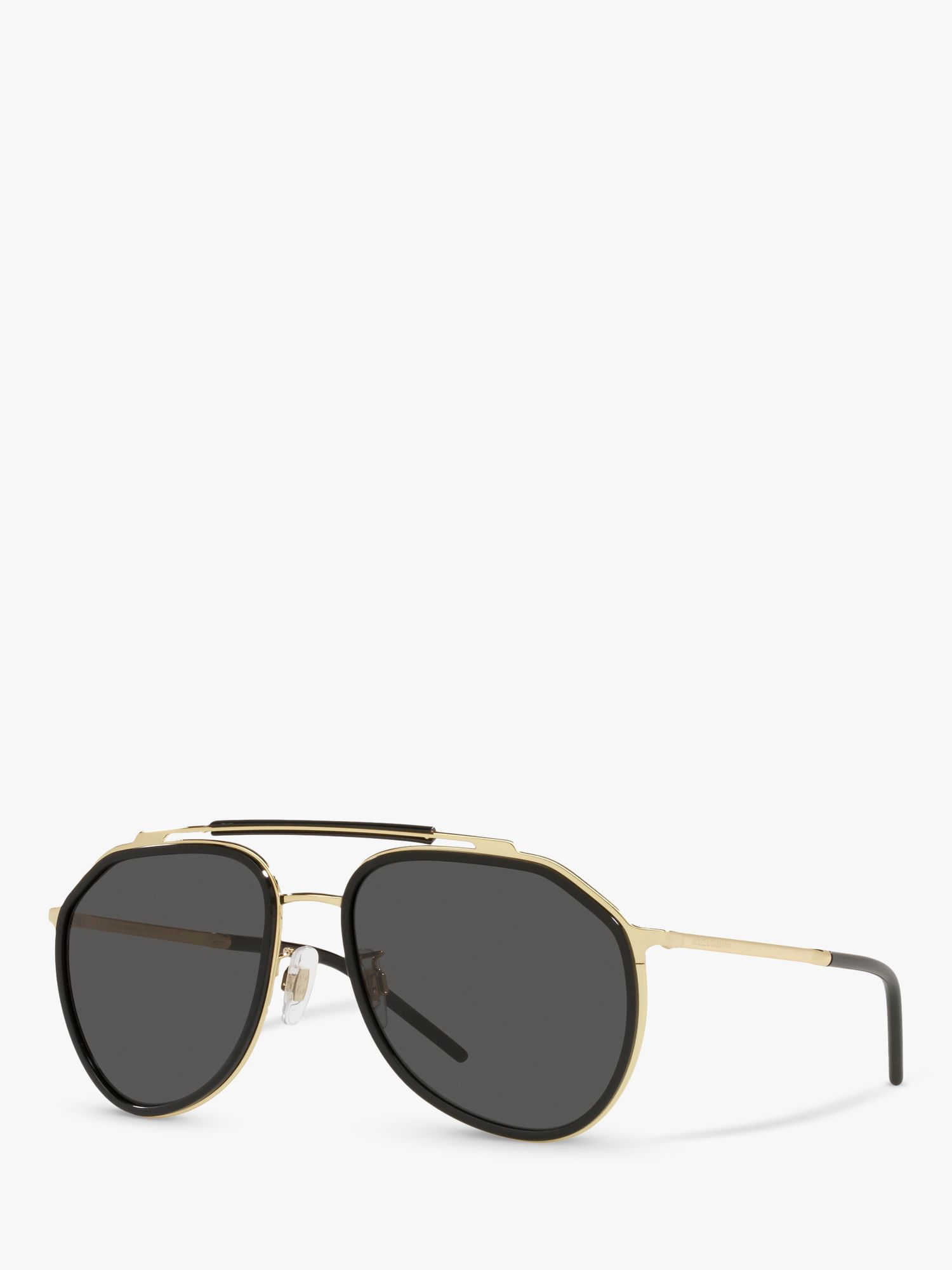 Dolce & Gabbana DG2277 Men's Aviator Sunglasses, Gold/Black, Gold/Black at  John Lewis & Partners