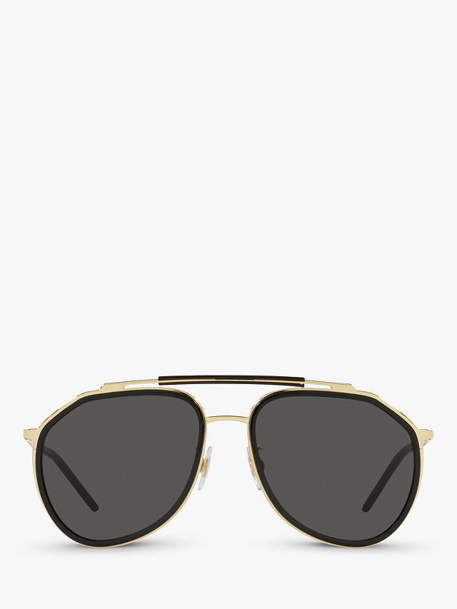 Dolce & Gabbana DG2277 Men's Aviator Sunglasses, Gold/Black, Gold/Black