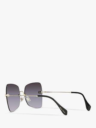 Miu Miu MU 50WS Women's Irregular Sunglasses, Pale Gold/Black Gradient