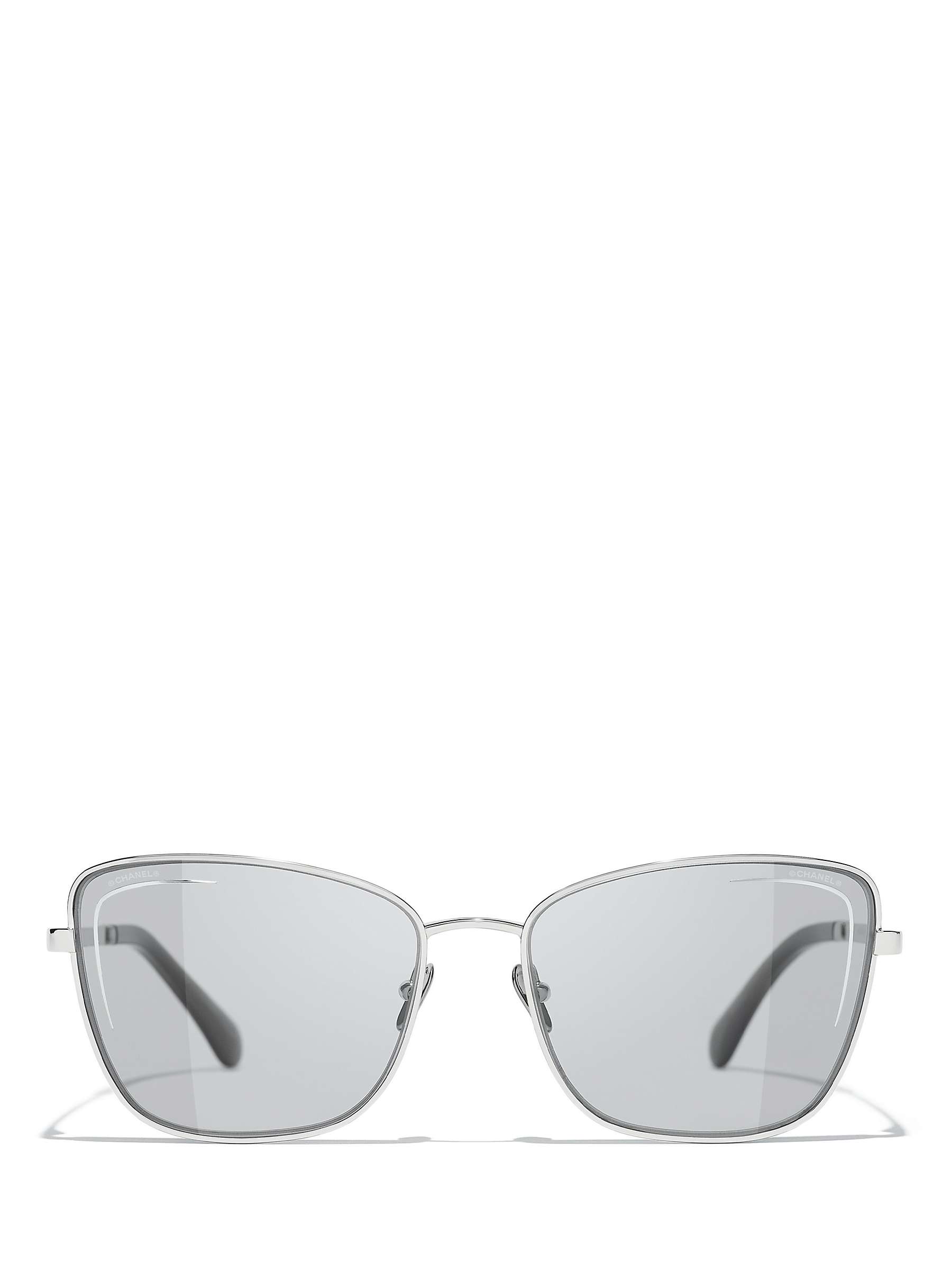 Buy CHANEL Rectangular Sunglasses CH4267 Silver/Grey Online at johnlewis.com