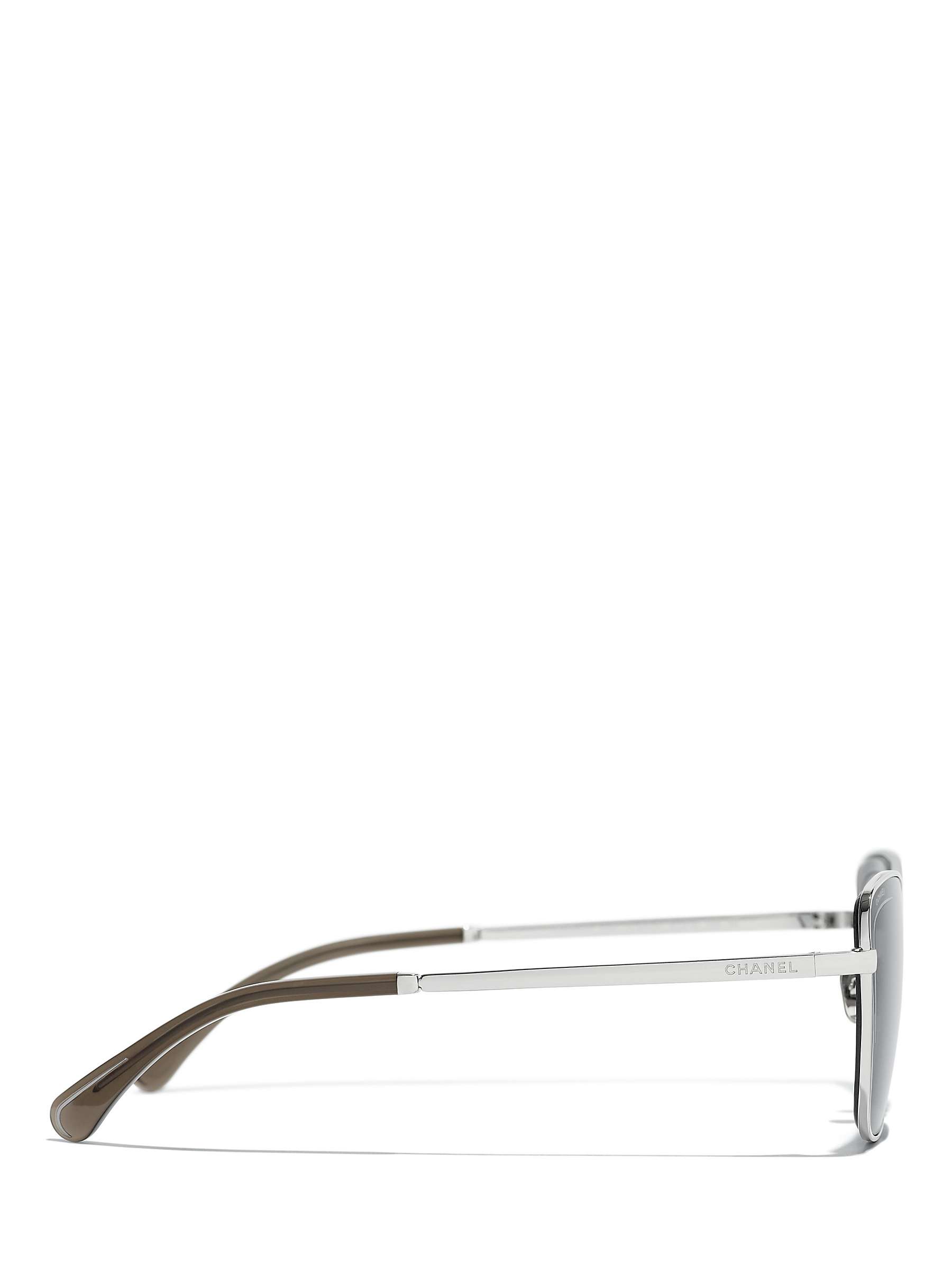 Buy CHANEL Rectangular Sunglasses CH4267 Silver/Grey Online at johnlewis.com