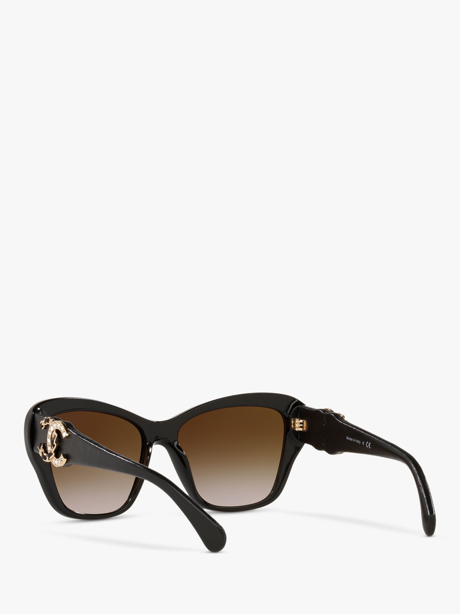 CHANEL Butterfly Sunglasses CH5457QB Black/Brown Gradient at John Lewis ...