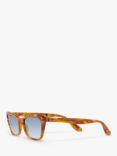 Ray-Ban RB2299 Women's Lady Burbank Cat's Eye Sunglasses, Amber Tortoise/Blue Gradient