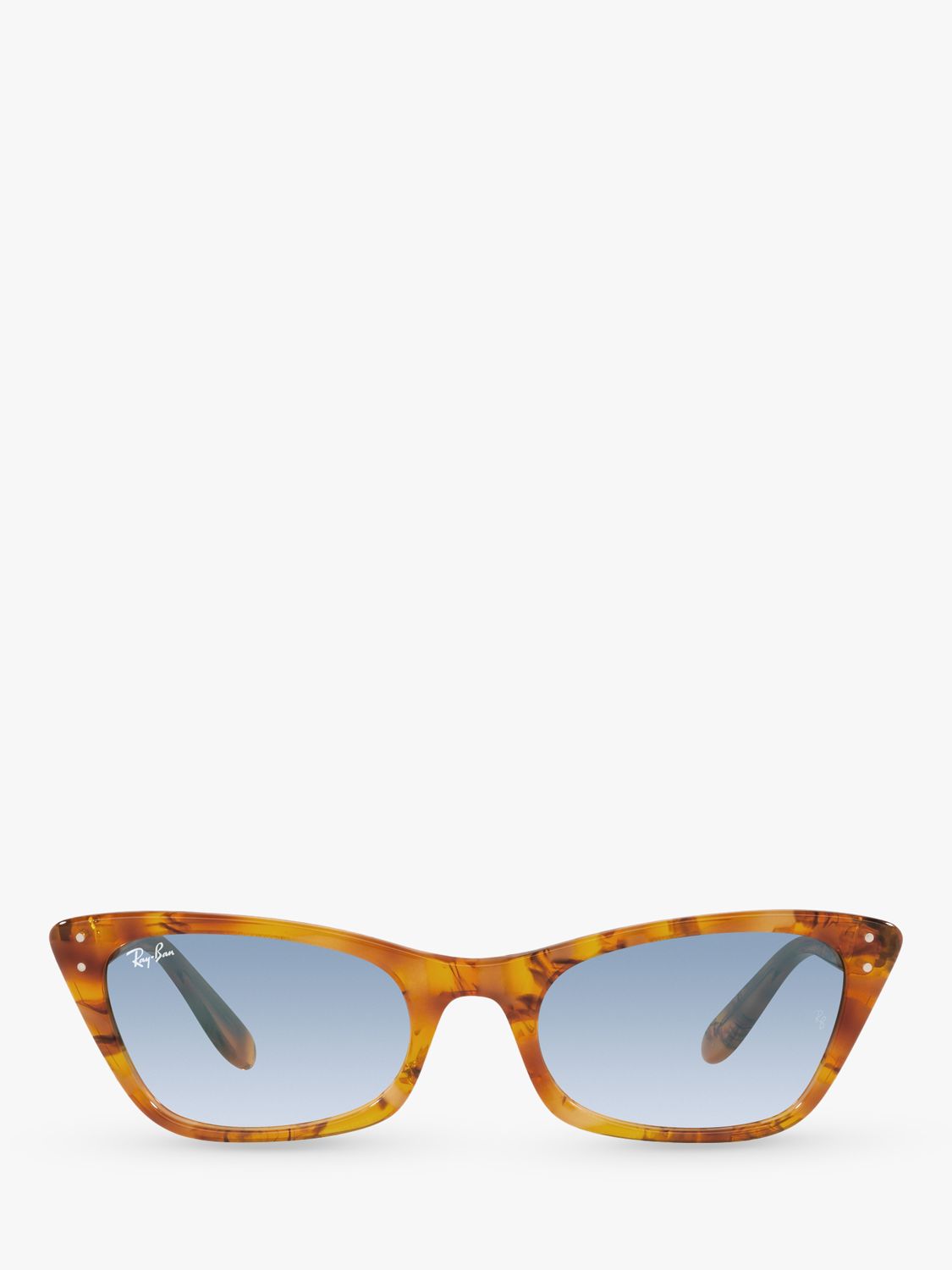 Ray-Ban RB2299 Women's Lady Burbank Cat's Eye Sunglasses, Amber Tortoise/Blue Gradient